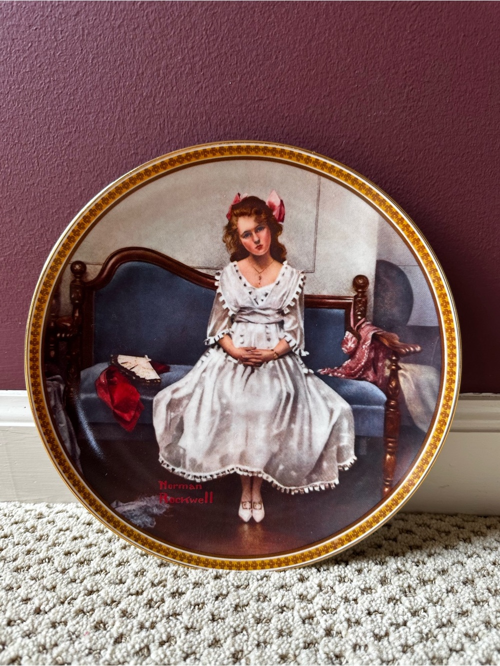 Norman Rockwell Knowles Artist Plate - Waiting at the Dance